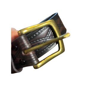 Wrangler Belt Leather Black 50" Western Ride Equestrian Cowboy Snaps Embossed